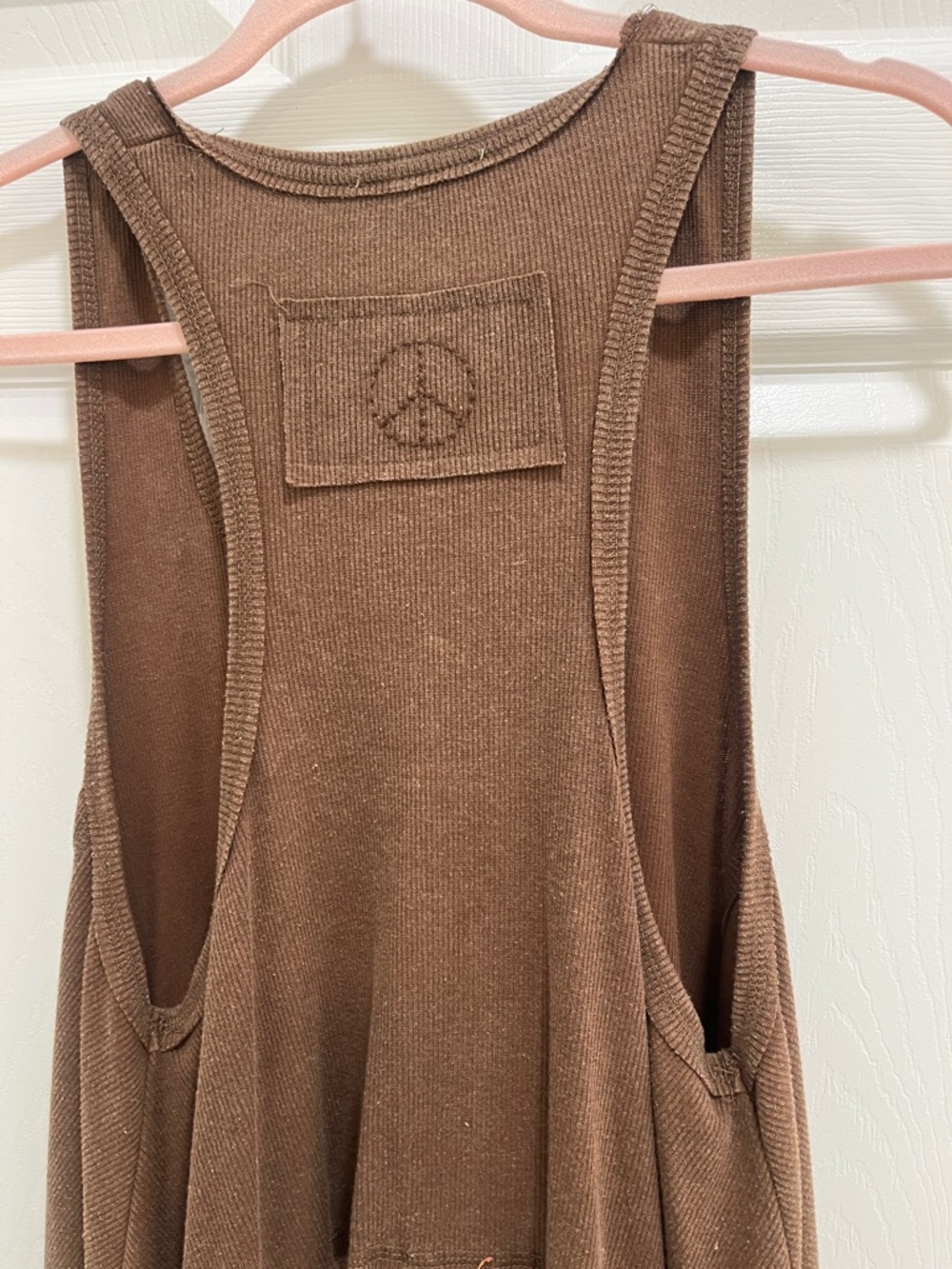 Brown Patchwork High-Low Tank Dress with Mixed Panels - Picture 4 of 4
